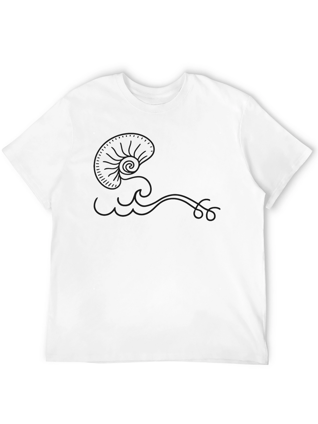 Mens Black Cotton T-Shirt - Wave Design