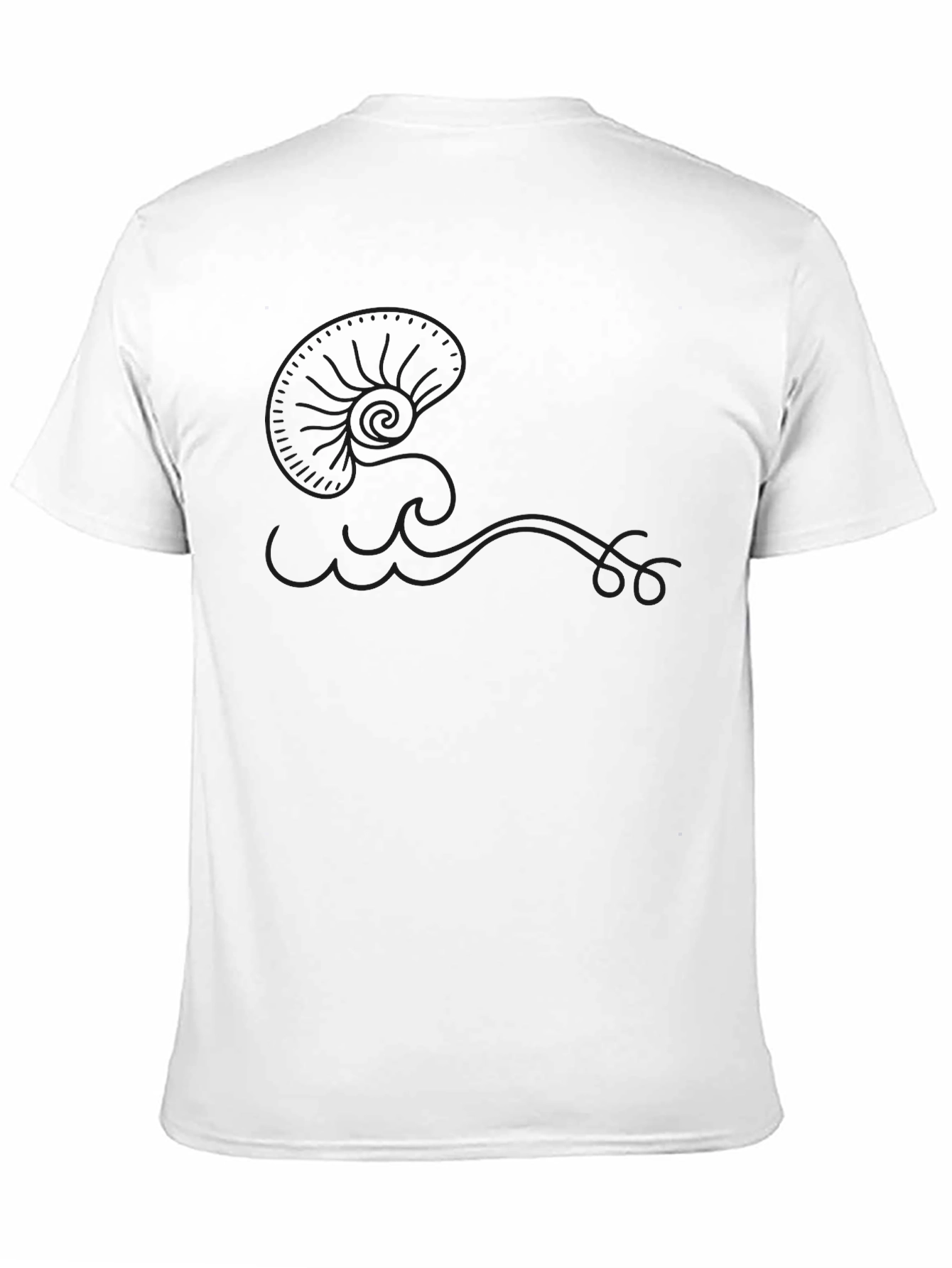 Mens Black Cotton T-Shirt - Wave Design
