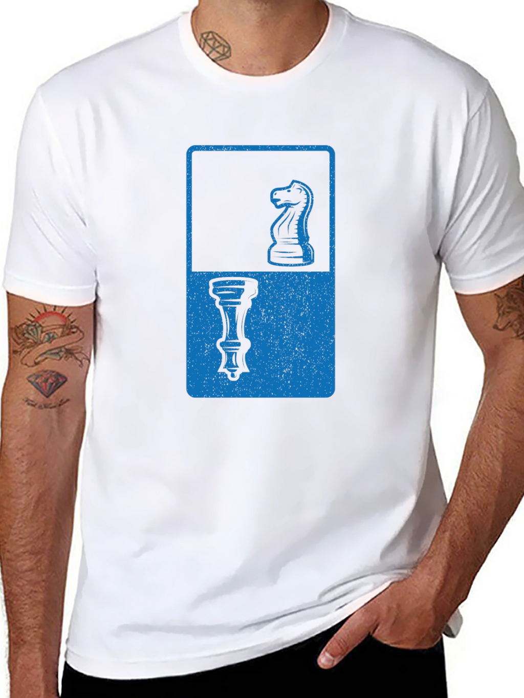Chess Piece Graphic Tee - Knight & Rook Design