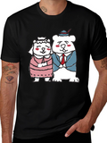 Bear Couple Graphic Black Tee