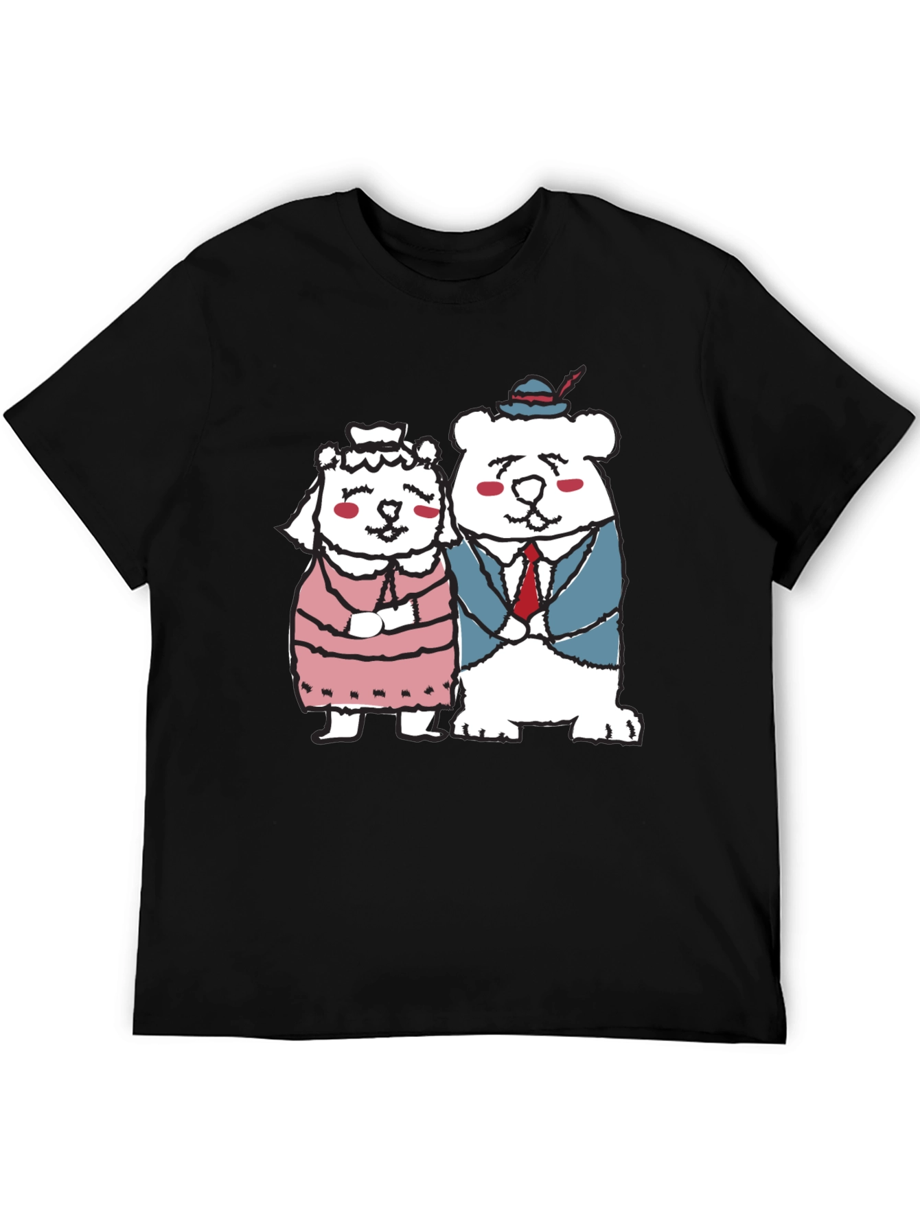Bear Couple Graphic Black Tee
