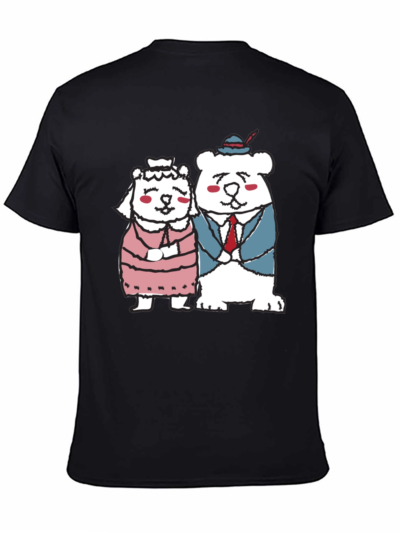Bear Couple Graphic Black Tee