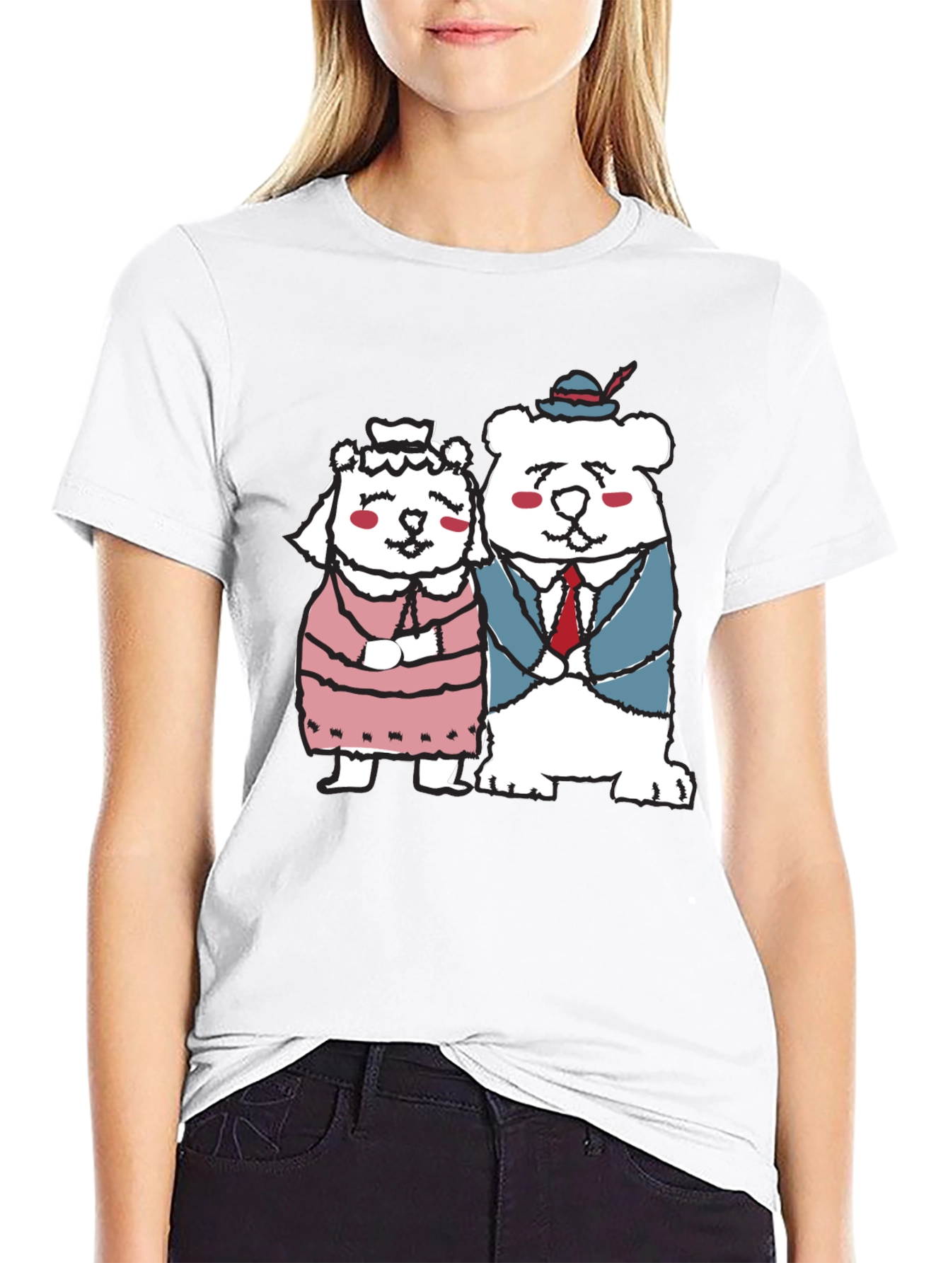 Bear Couple Graphic Black Tee
