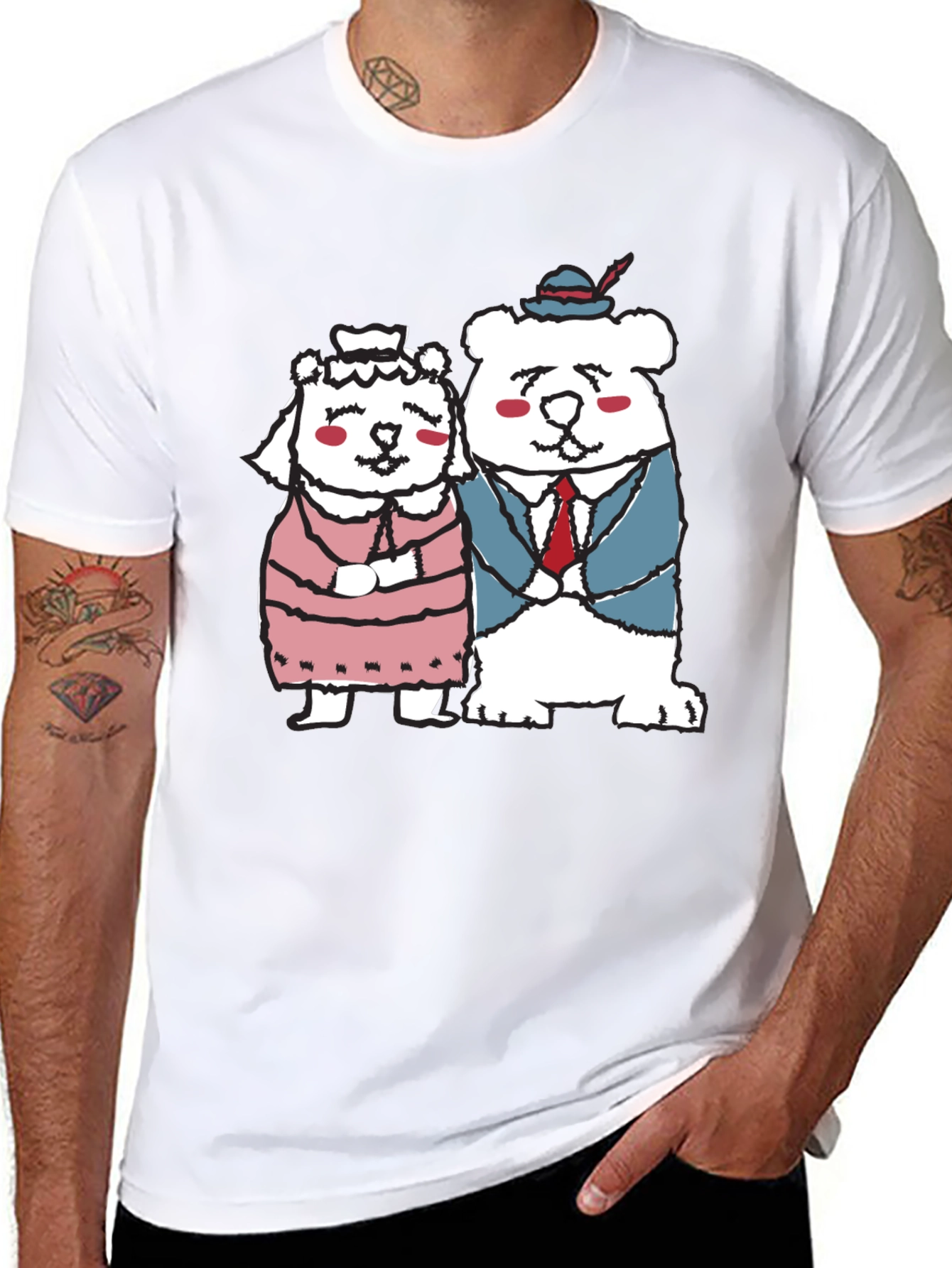 Bear Couple Graphic Black Tee