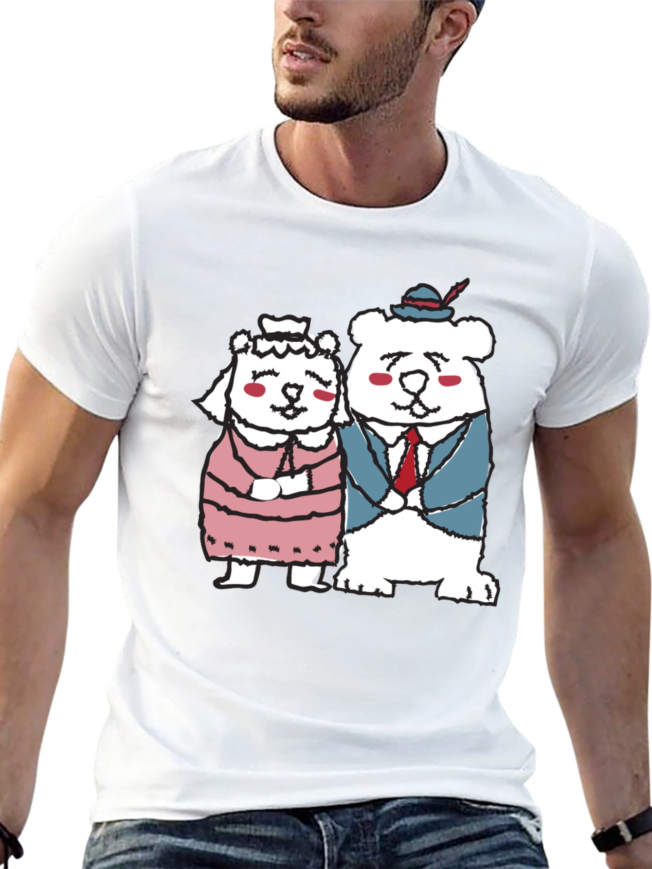Bear Couple Graphic Black Tee