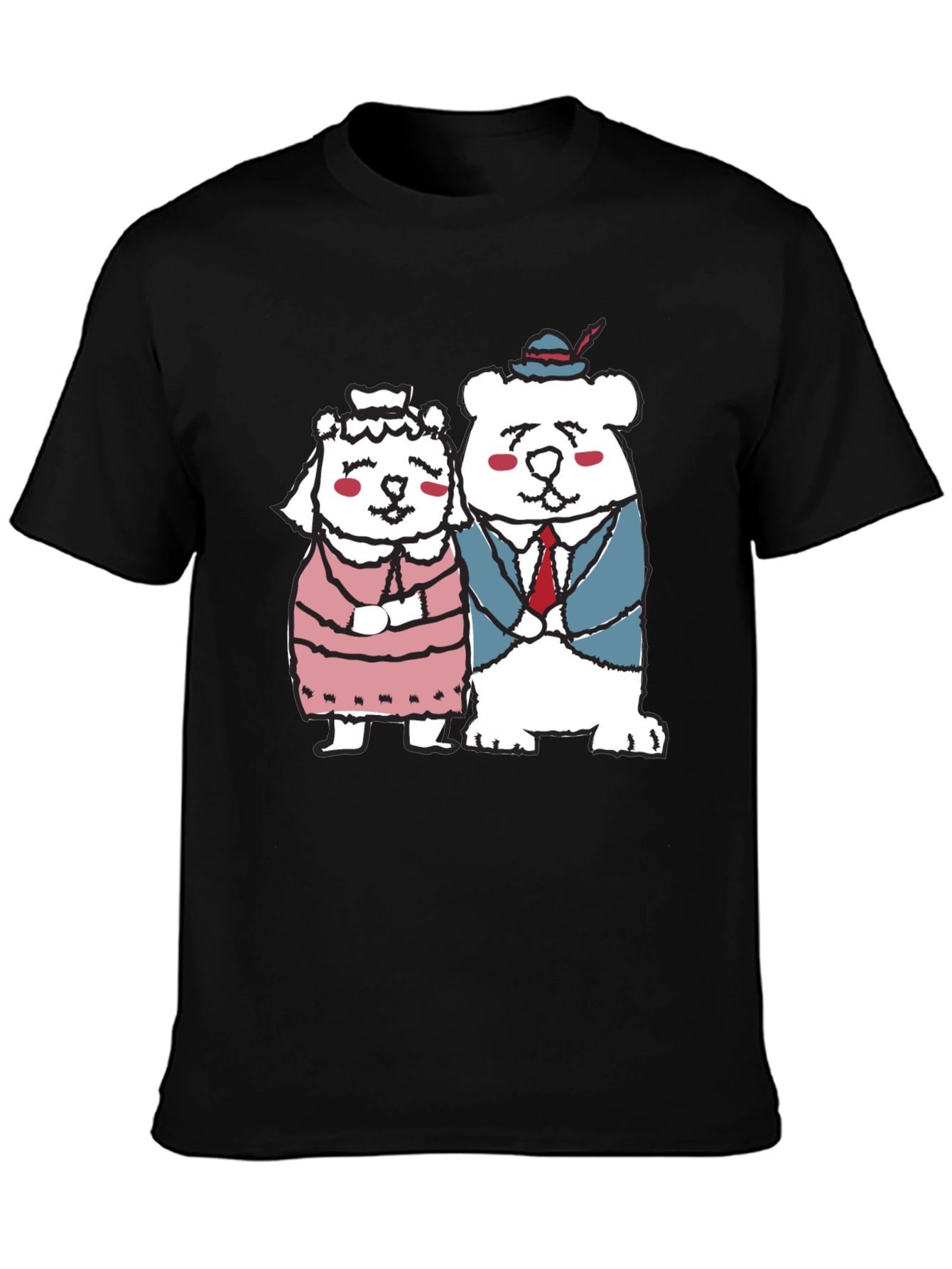Bear Couple Graphic Black Tee