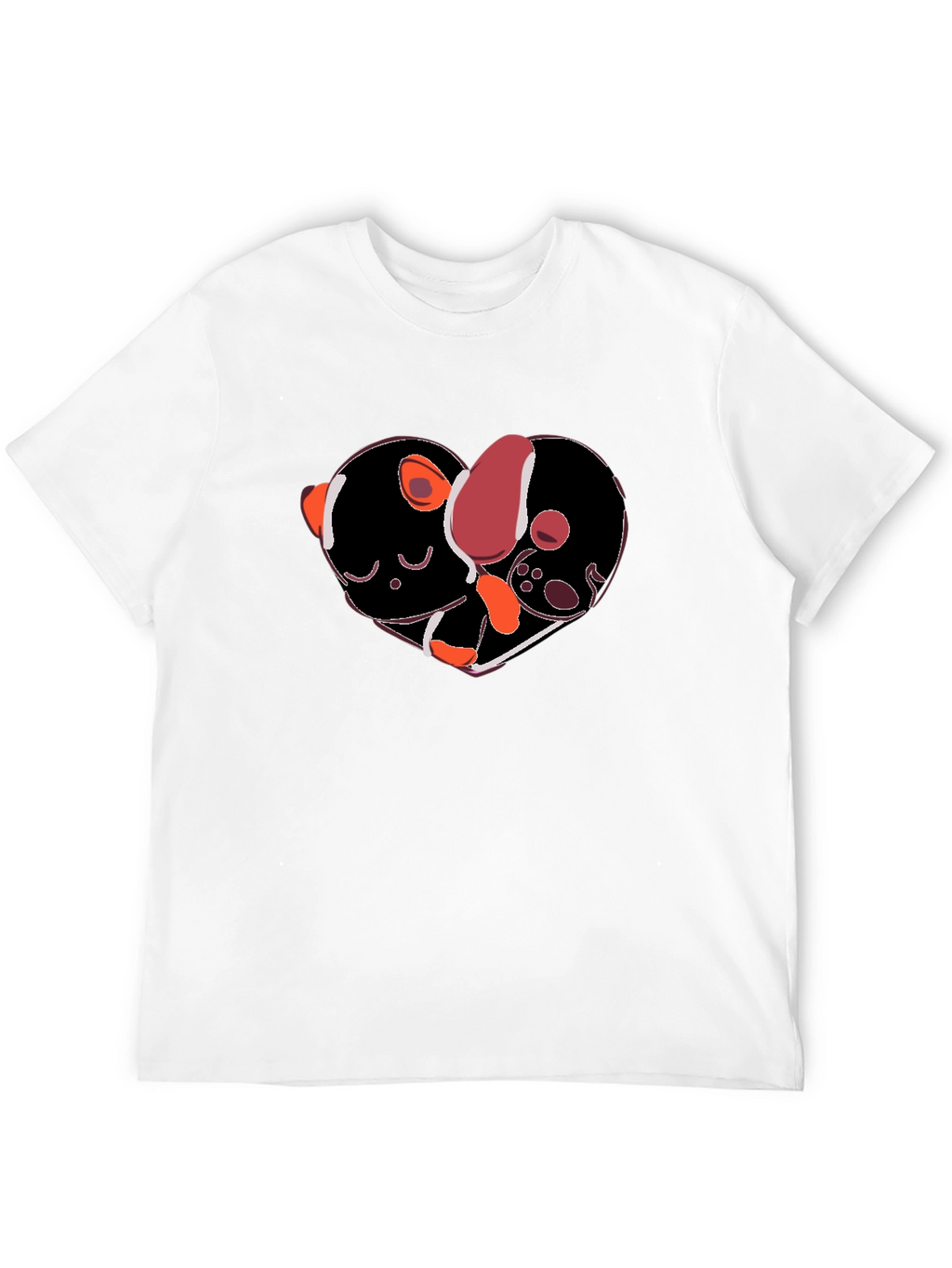 Heart-Shaped Dog & Cat Love Black T-Shirt