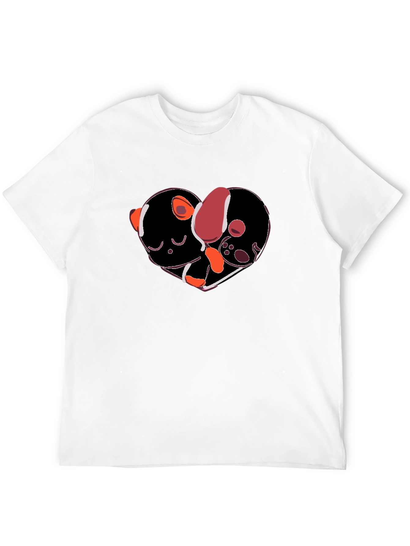 Heart-Shaped Dog & Cat Love Black T-Shirt