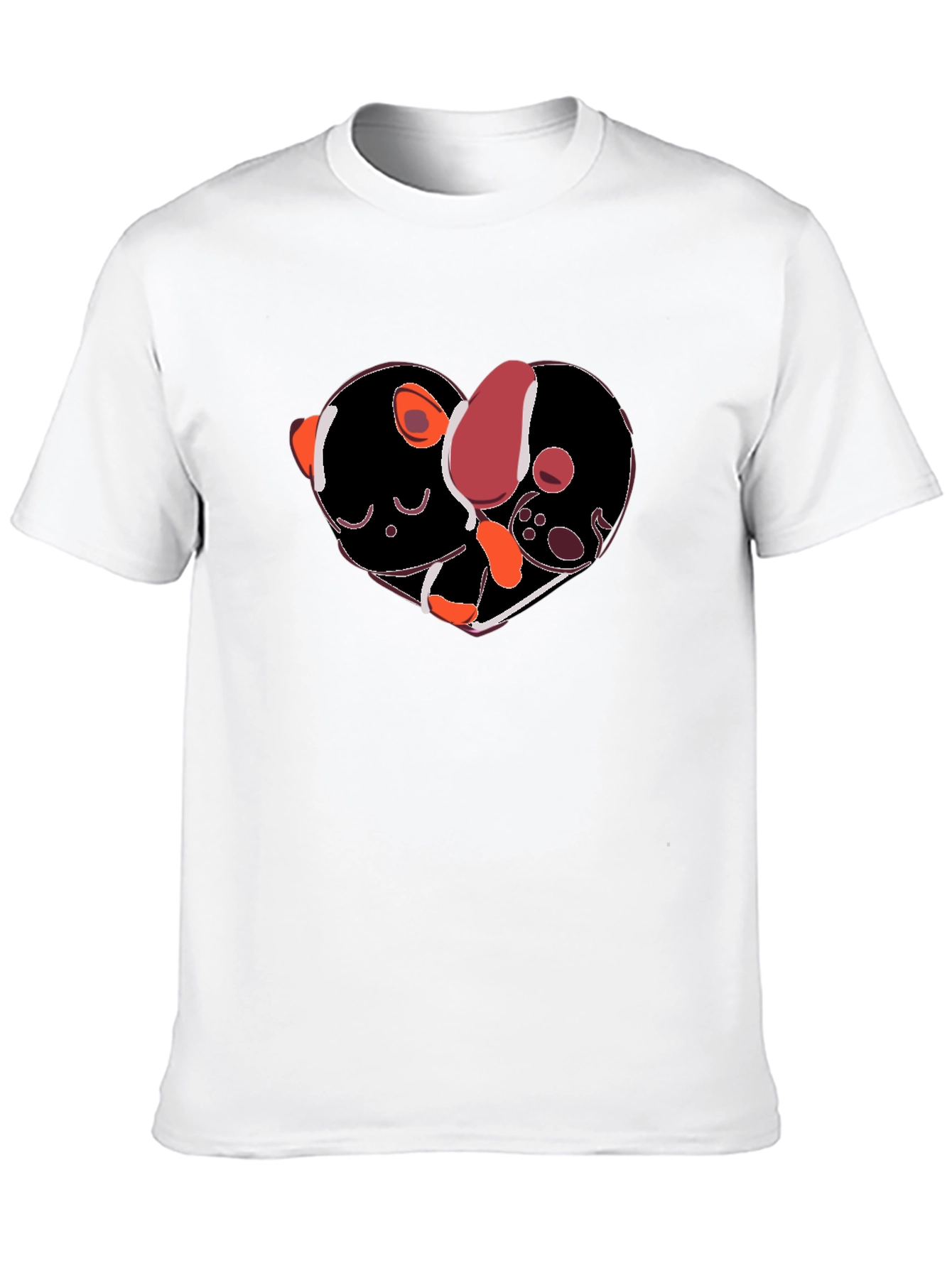 Heart-Shaped Dog & Cat Love Black T-Shirt
