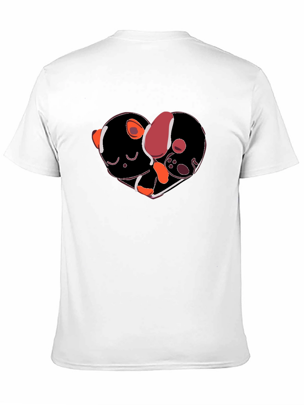 Heart-Shaped Dog & Cat Love Black T-Shirt
