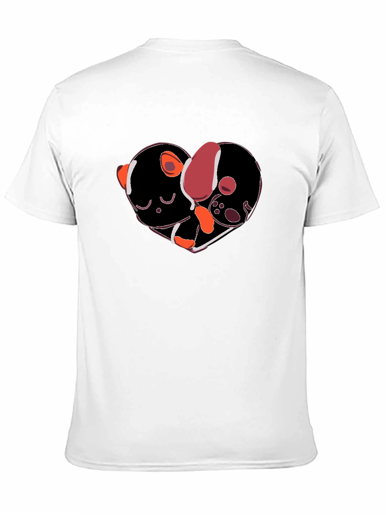 Heart-Shaped Dog & Cat Love Black T-Shirt