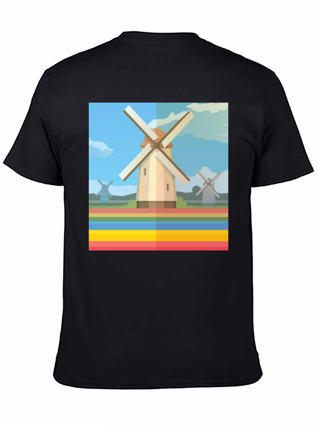 Windmill Graphic Tee - Dutch Landscape T-Shirt