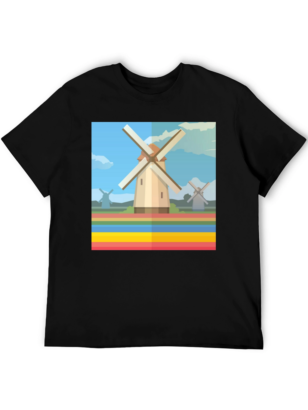 Windmill Graphic Tee - Dutch Landscape T-Shirt