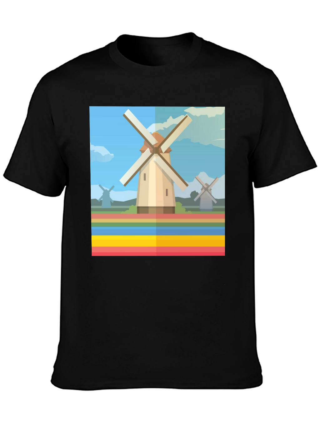Windmill Graphic Tee - Dutch Landscape T-Shirt