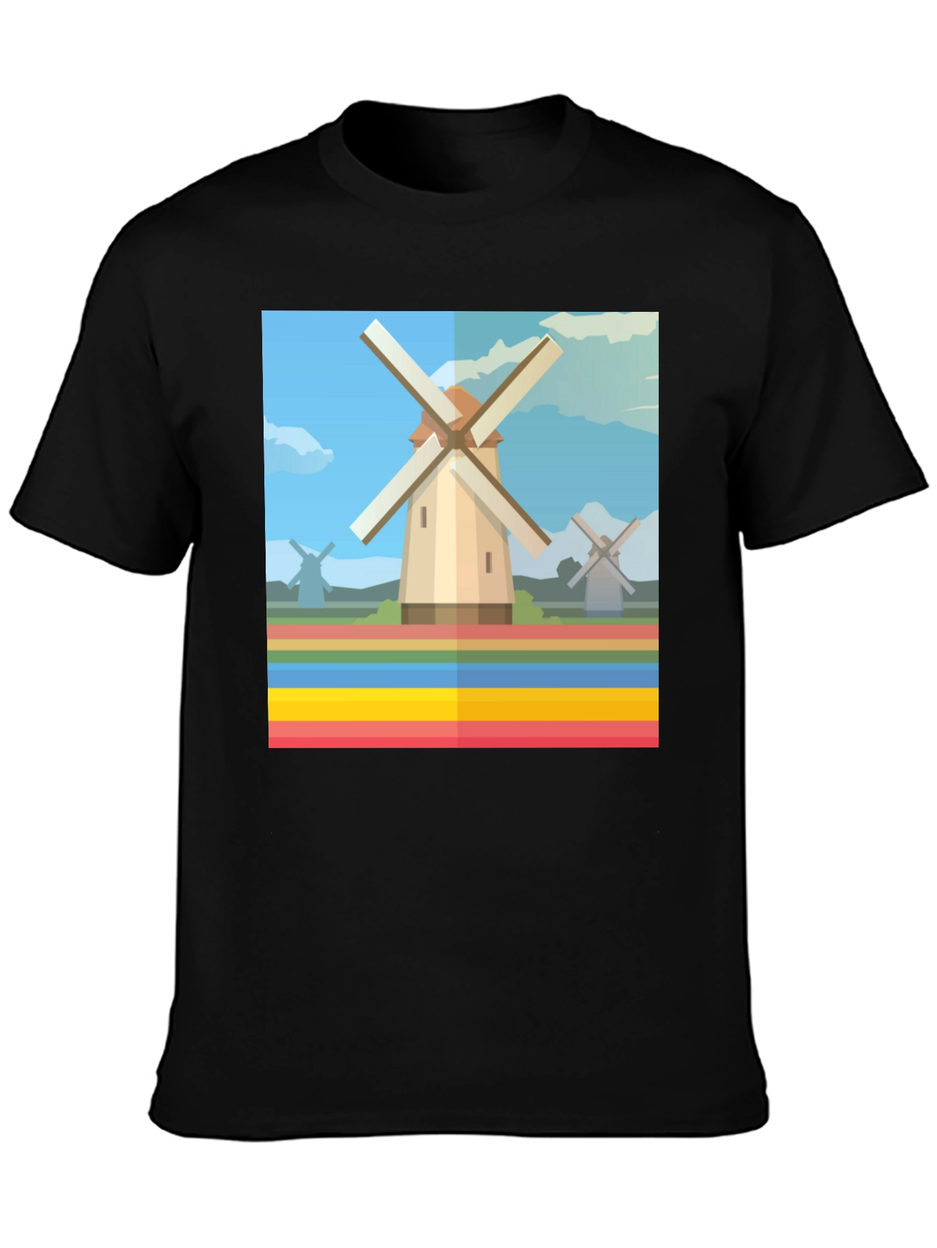 Windmill Graphic Tee - Dutch Landscape T-Shirt