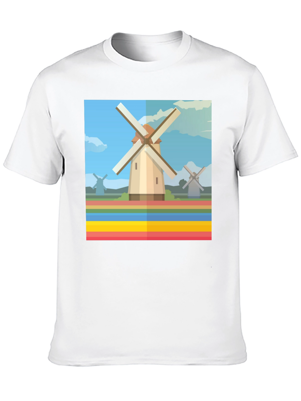 Windmill Graphic Tee - Dutch Landscape T-Shirt