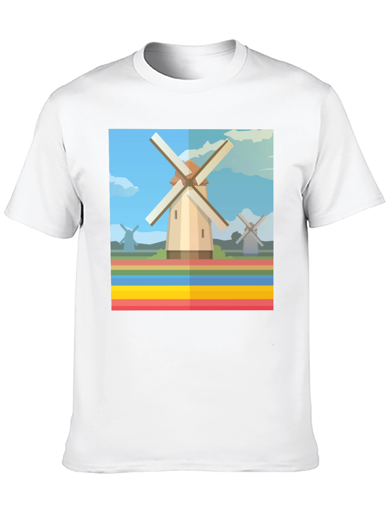 Windmill Graphic Tee - Dutch Landscape T-Shirt