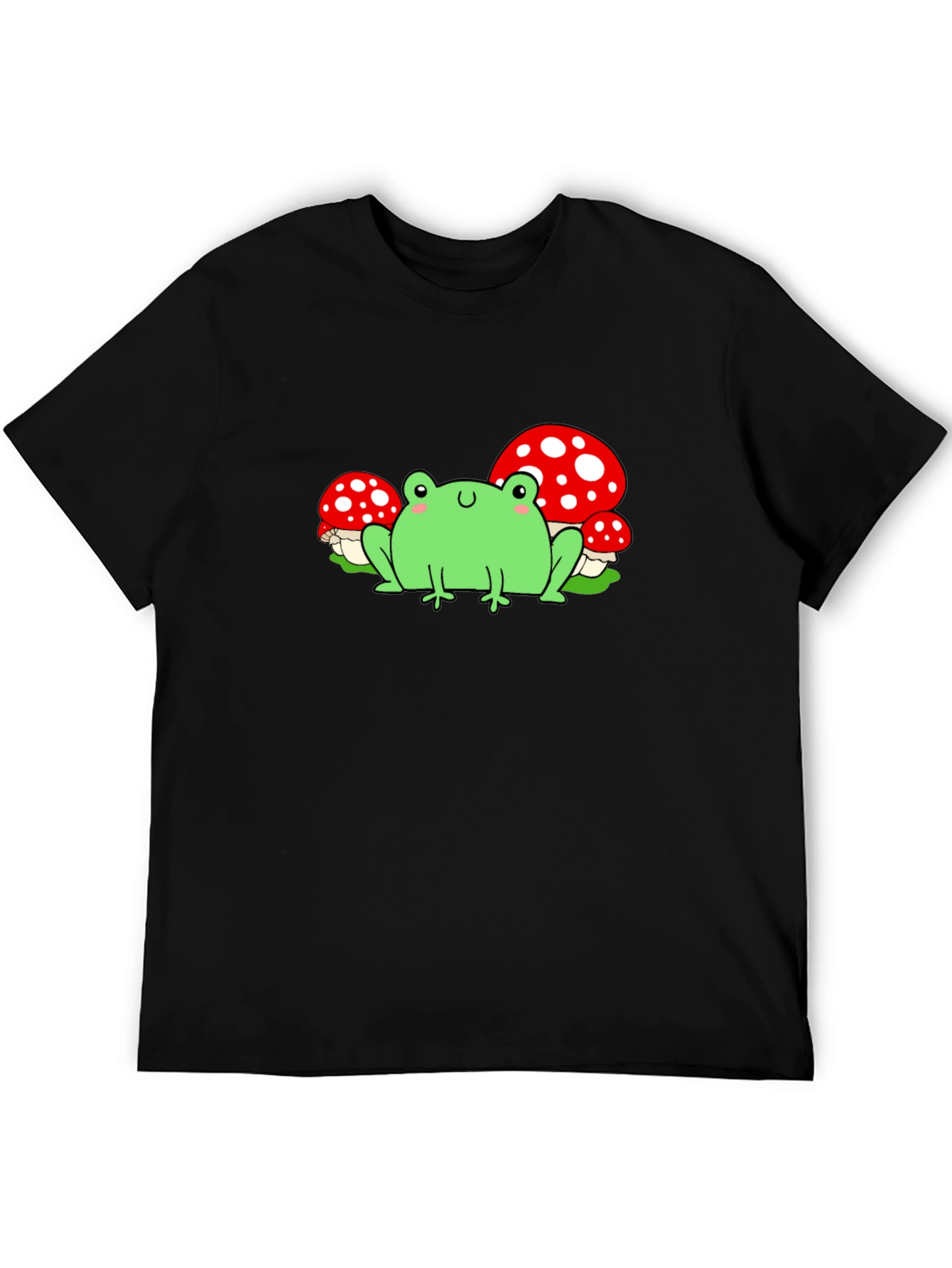 Frog & Mushroom Graphic T-Shirt - Black
