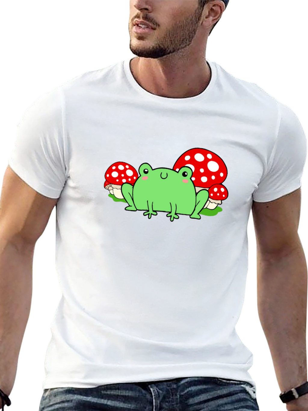 Frog & Mushroom Graphic T-Shirt - Black