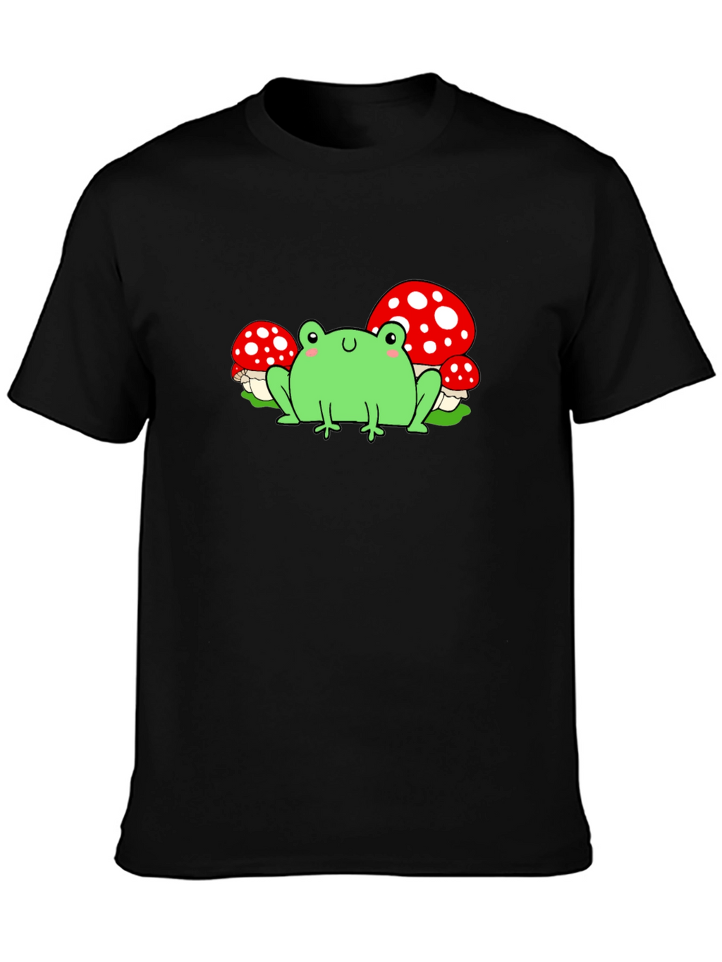 Frog & Mushroom Graphic T-Shirt - Black