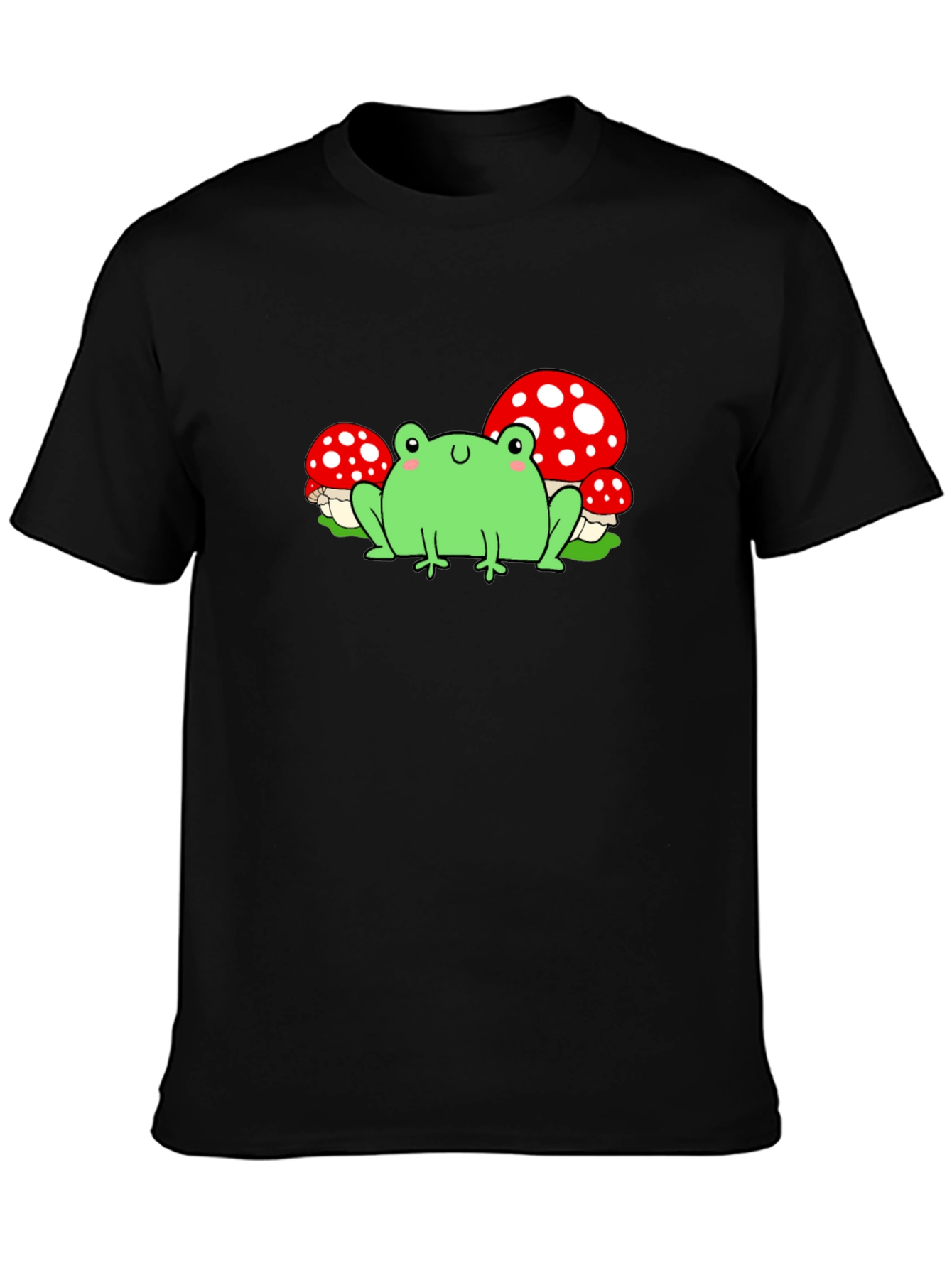 Frog & Mushroom Graphic T-Shirt - Black