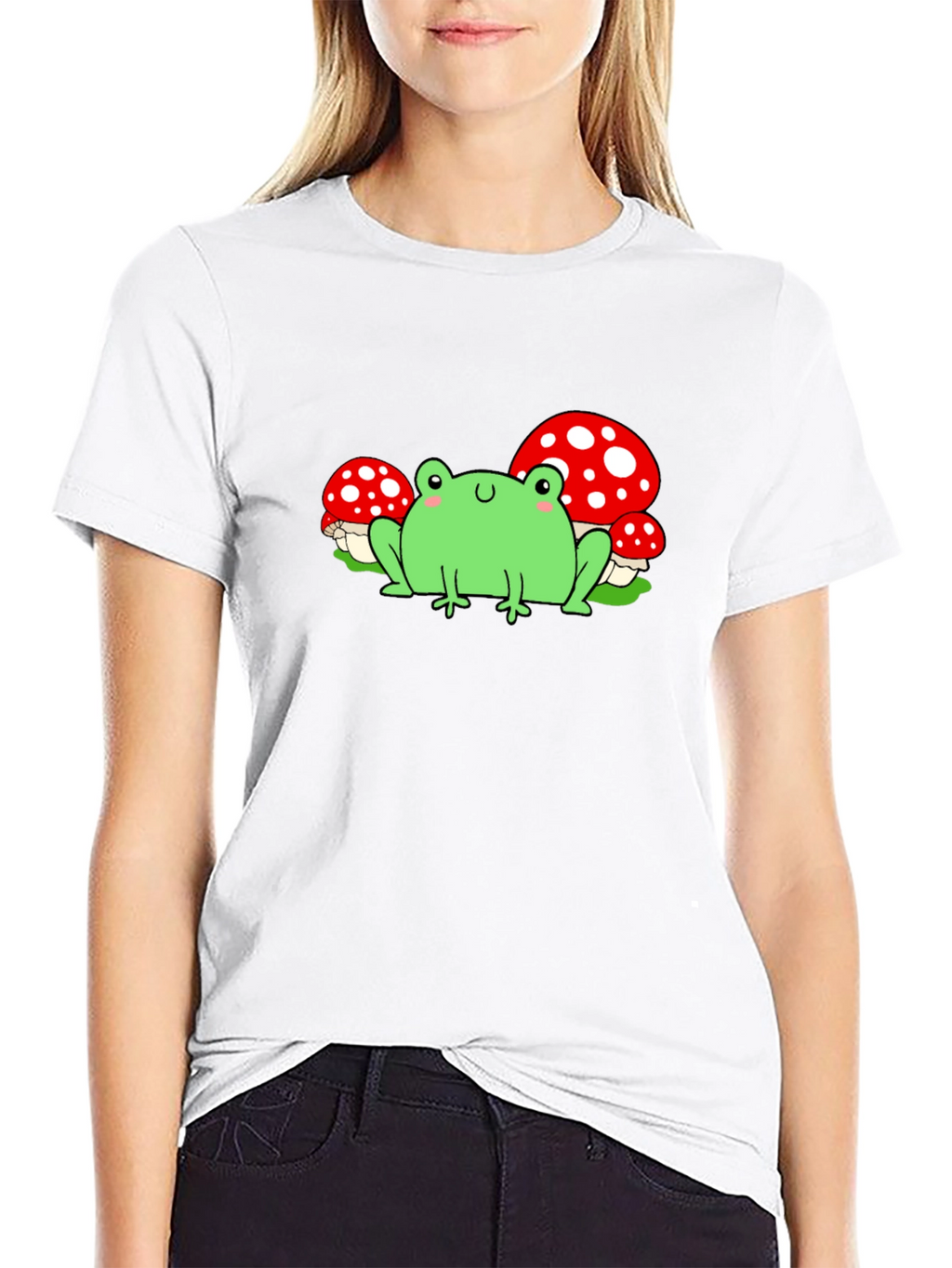 Frog & Mushroom Graphic T-Shirt - Black
