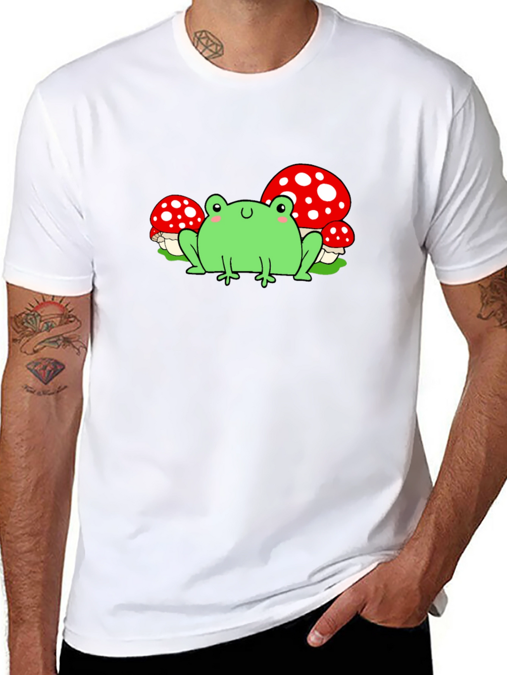 Frog & Mushroom Graphic T-Shirt - Black
