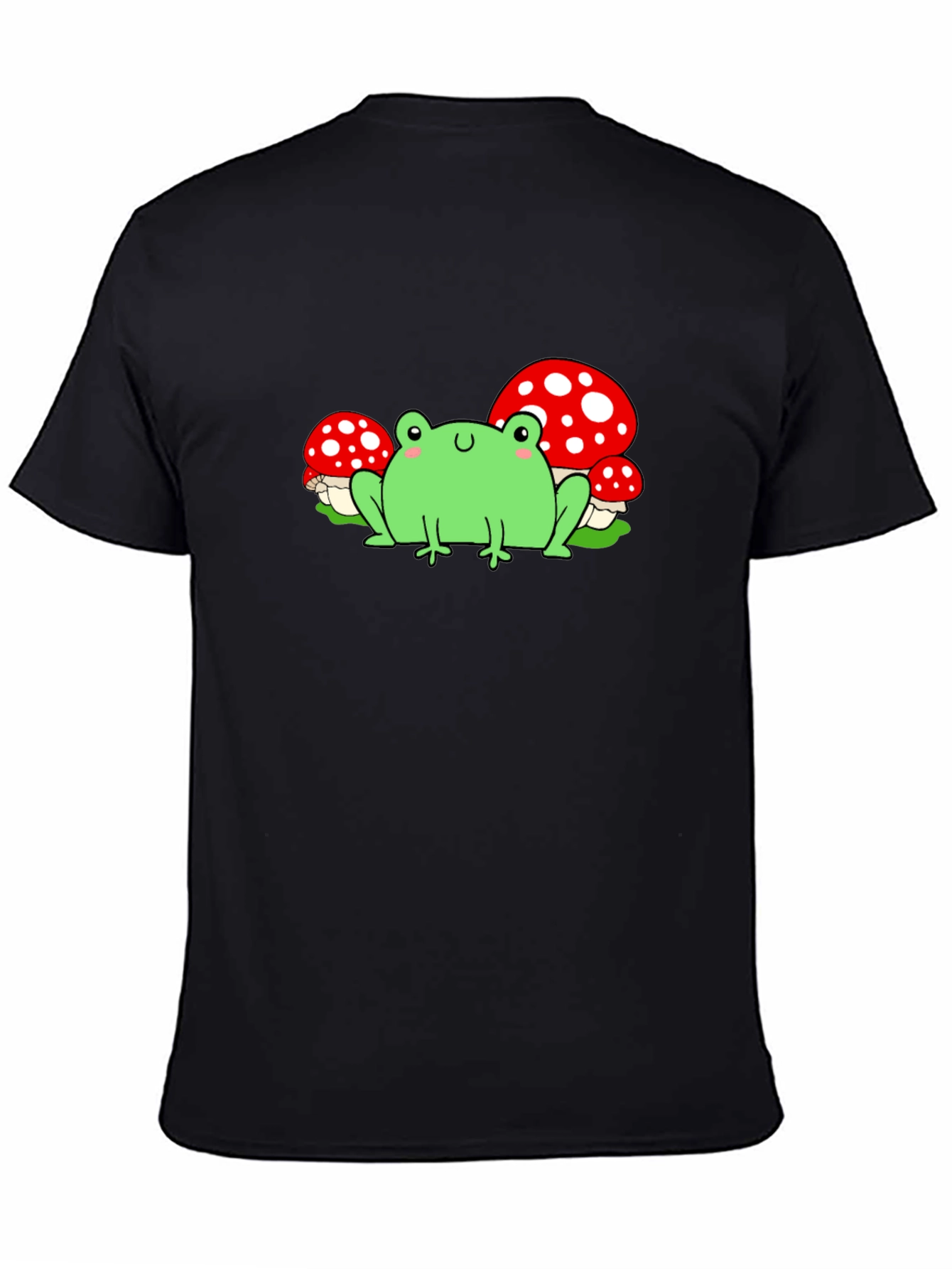 Frog & Mushroom Graphic T-Shirt - Black