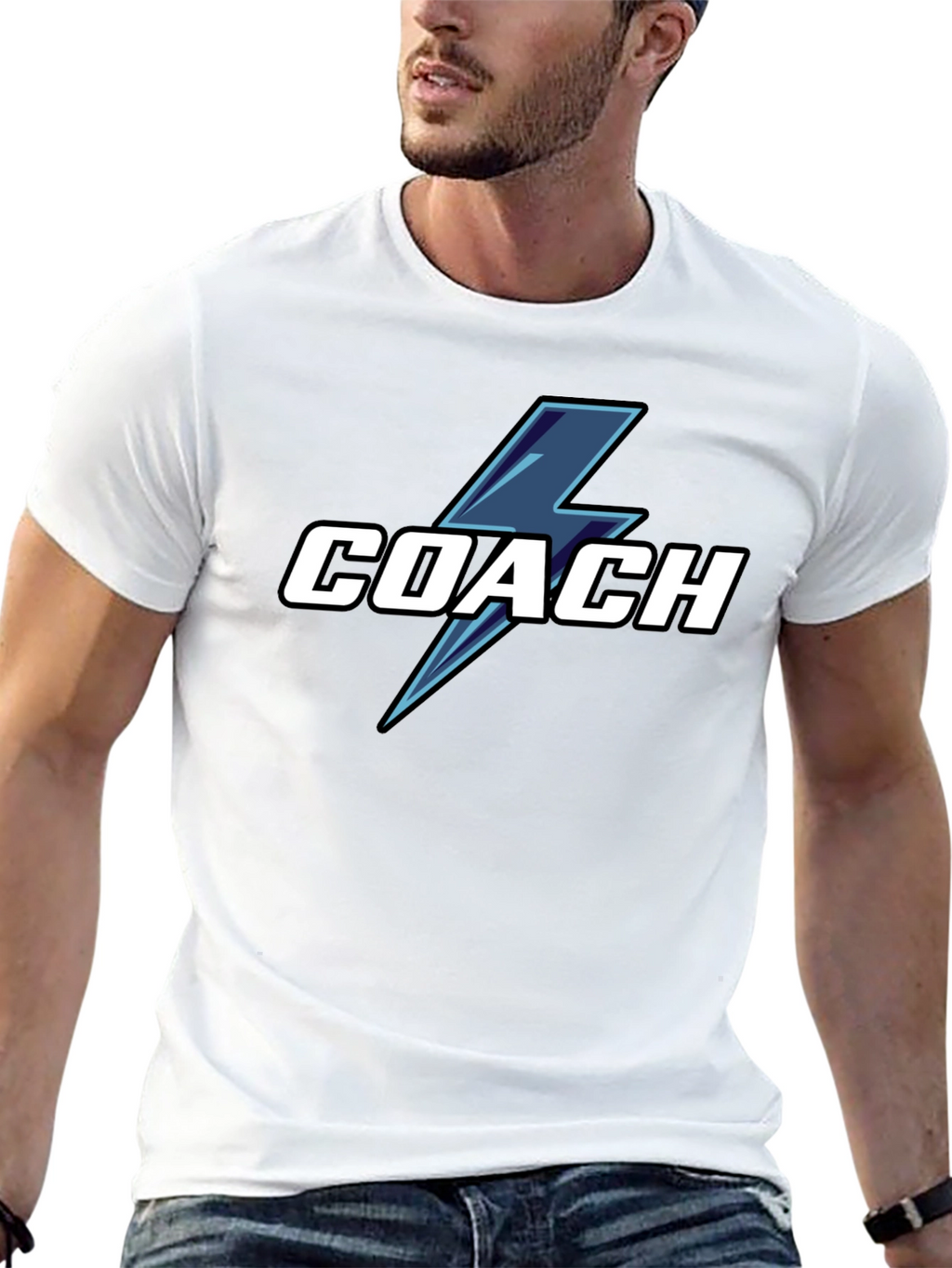 Coach T-Shirt with Lightning Bolt Graphic