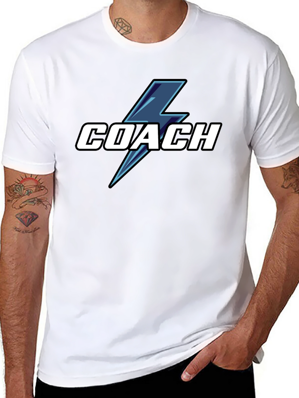 Coach T-Shirt with Lightning Bolt Graphic