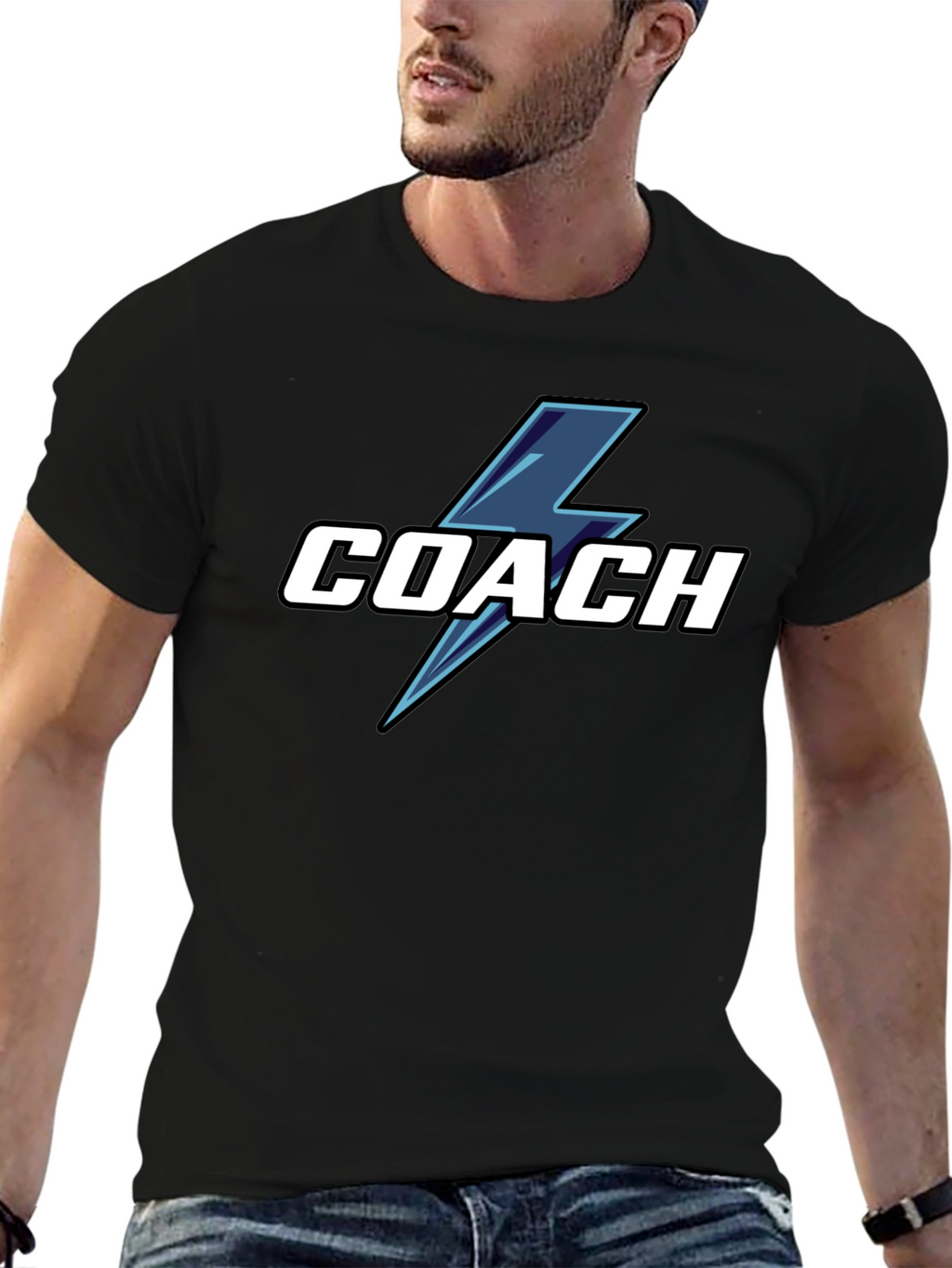 Coach T-Shirt with Lightning Bolt Graphic