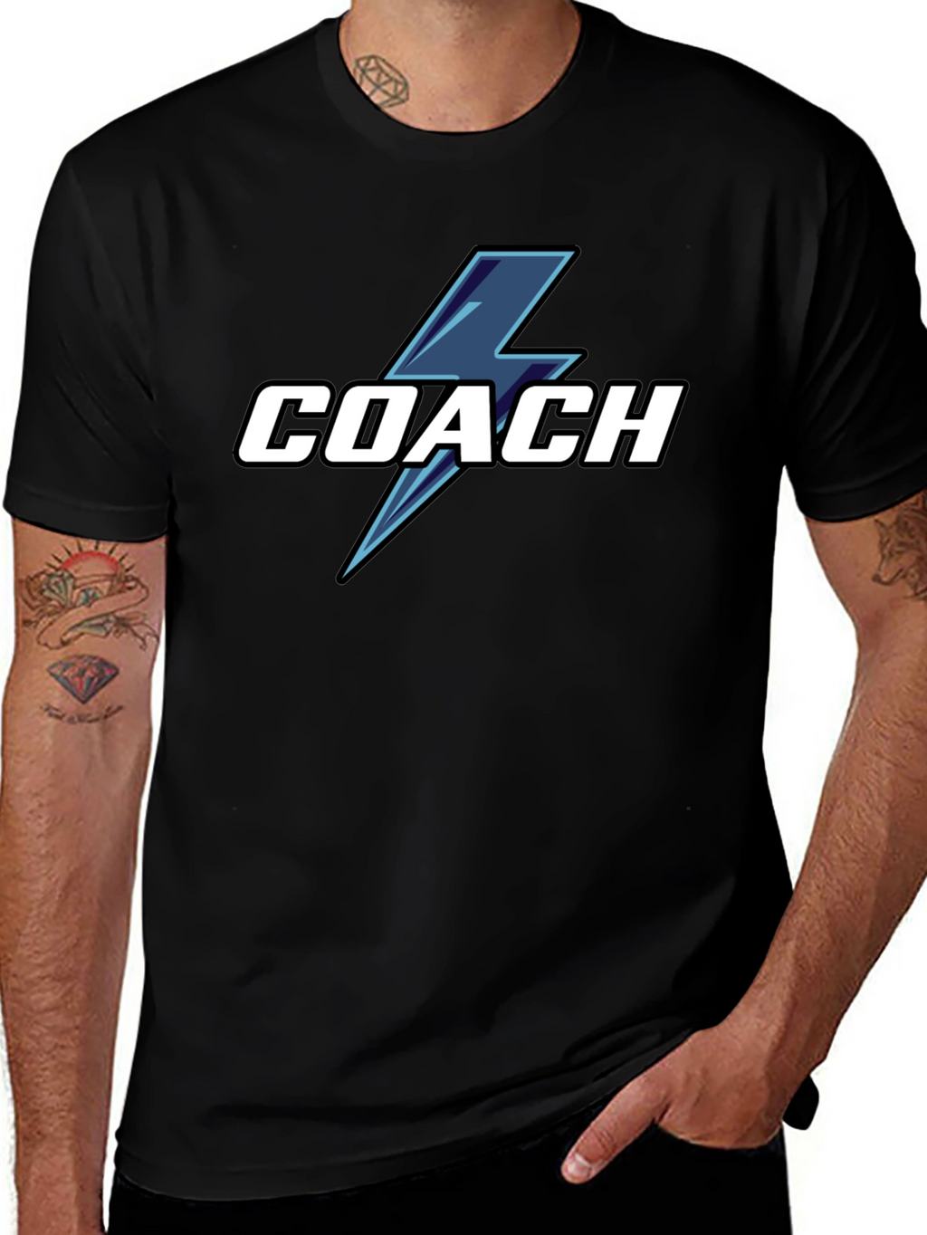 Coach T-Shirt with Lightning Bolt Graphic