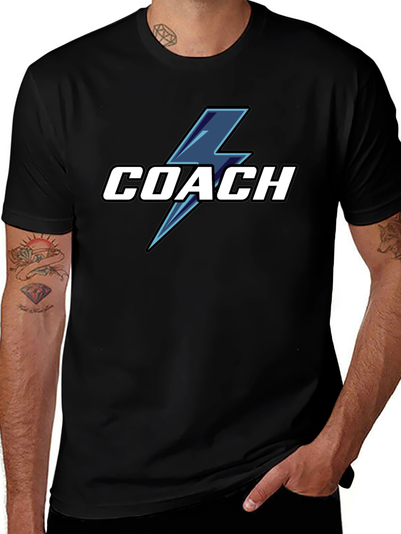 Coach T-Shirt with Lightning Bolt Graphic