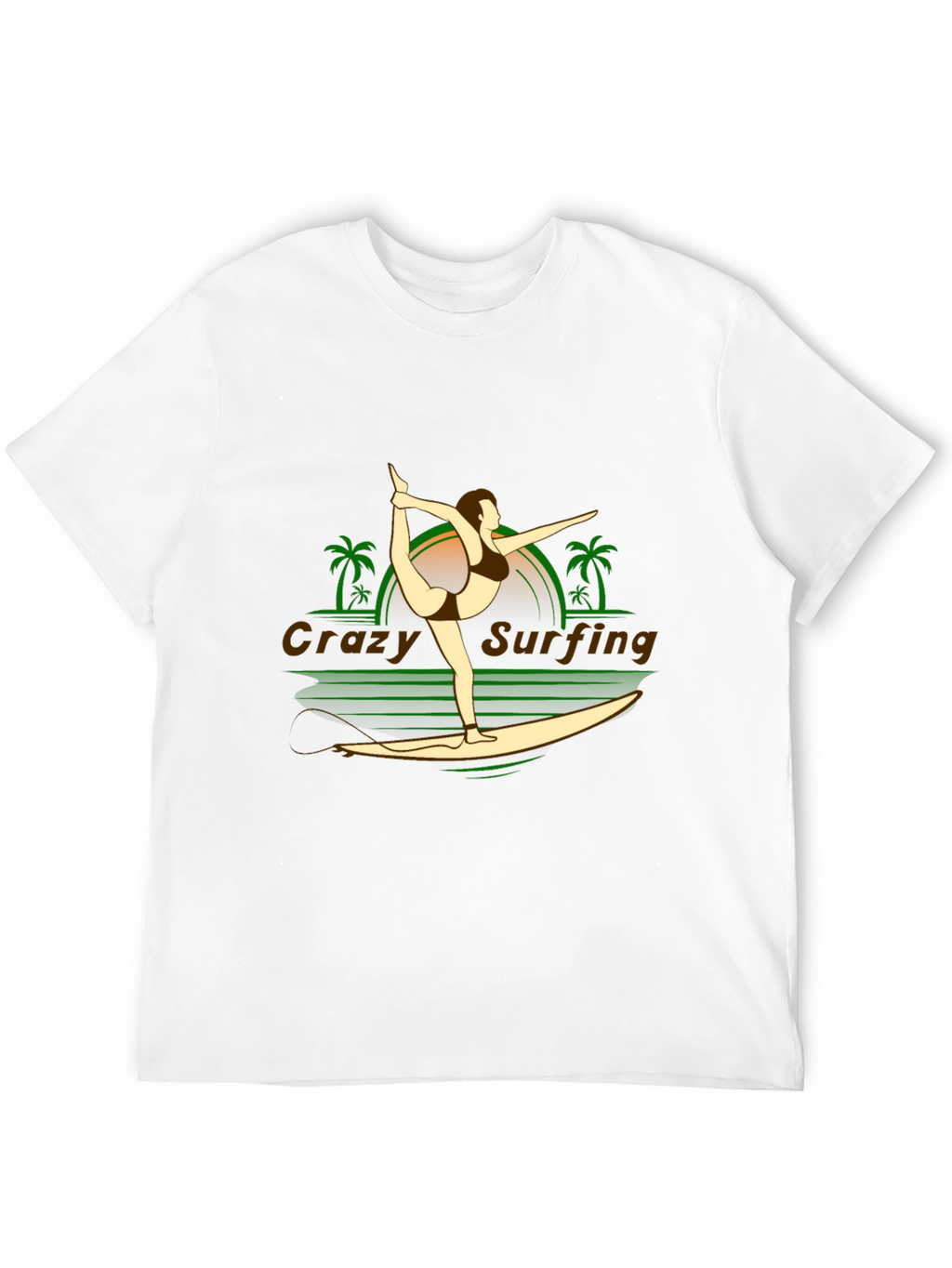Crazy Surfing Graphic Tee - Black Cotton T-Shirt