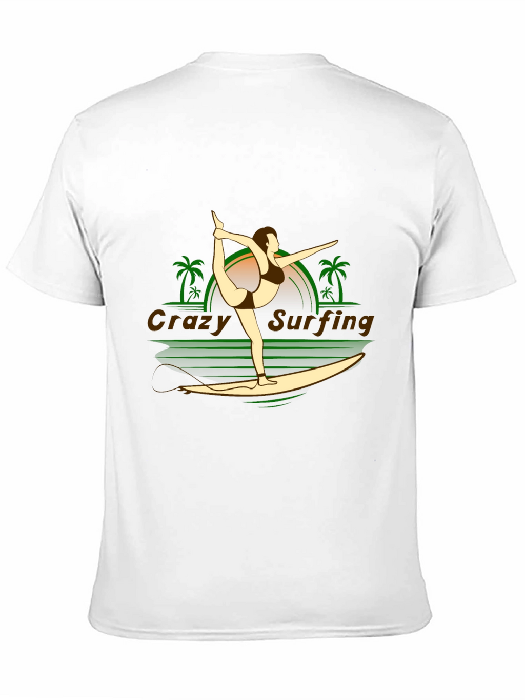 Crazy Surfing Graphic Tee - Black Cotton T-Shirt