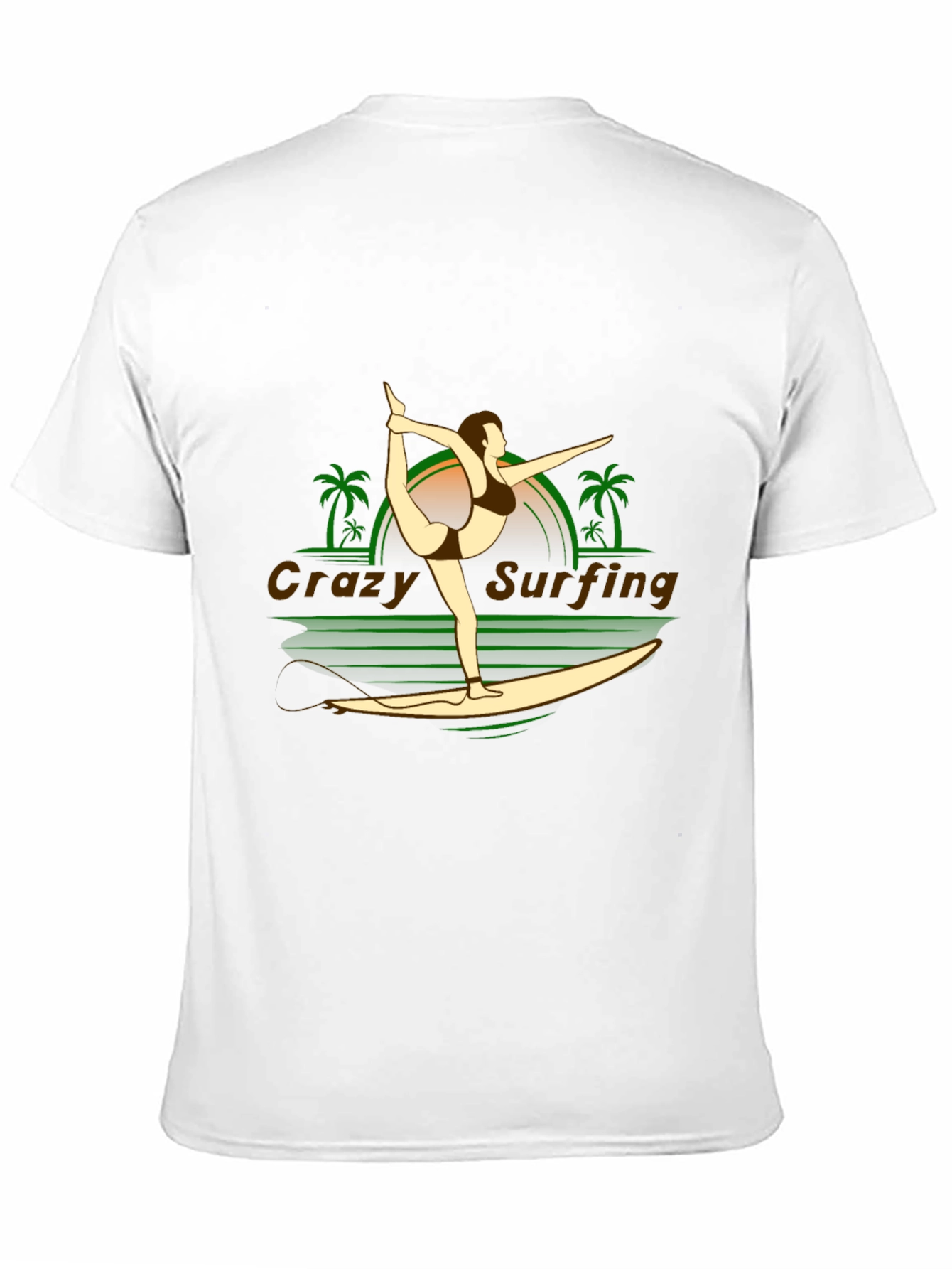 Crazy Surfing Graphic Tee - Black Cotton T-Shirt
