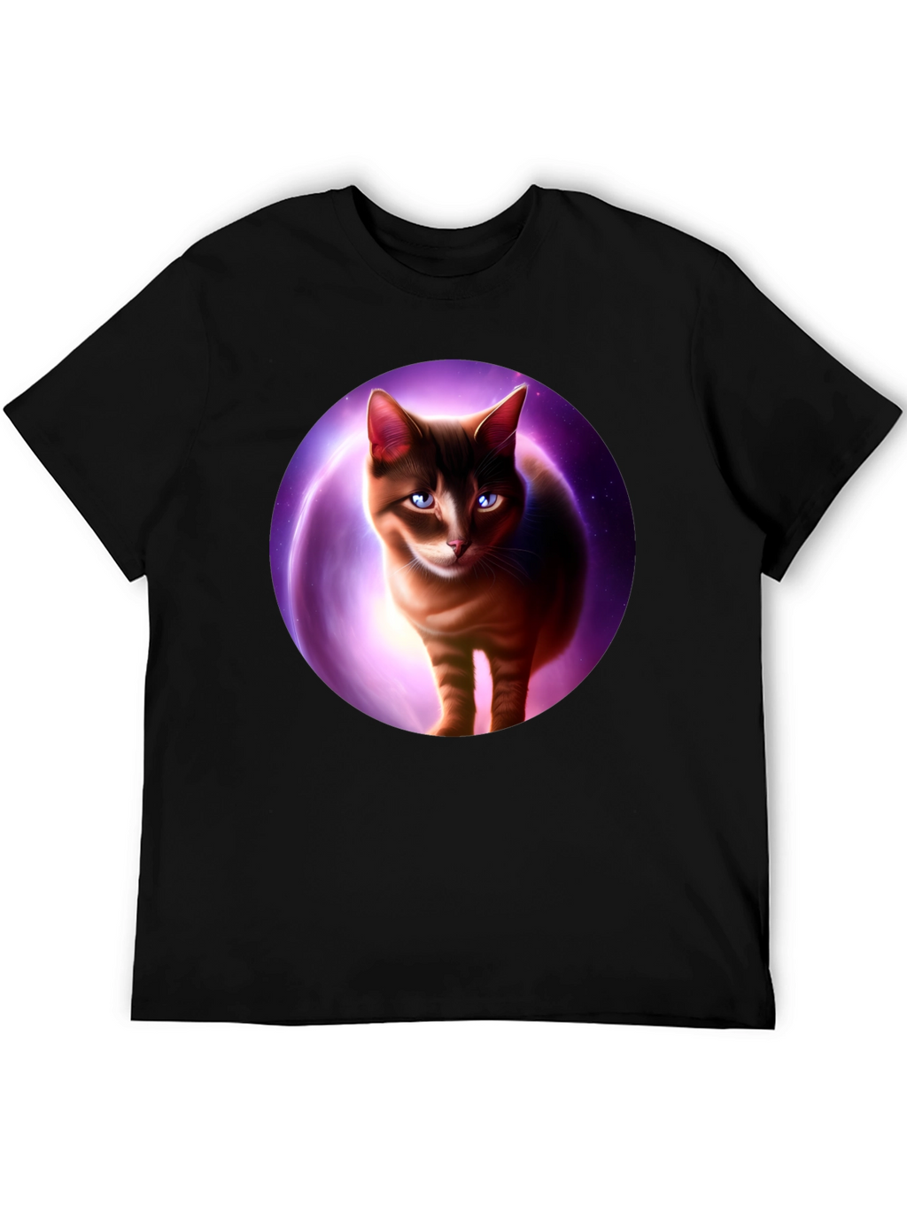 Cosmic Cat Graphic Tee - Black T-Shirt