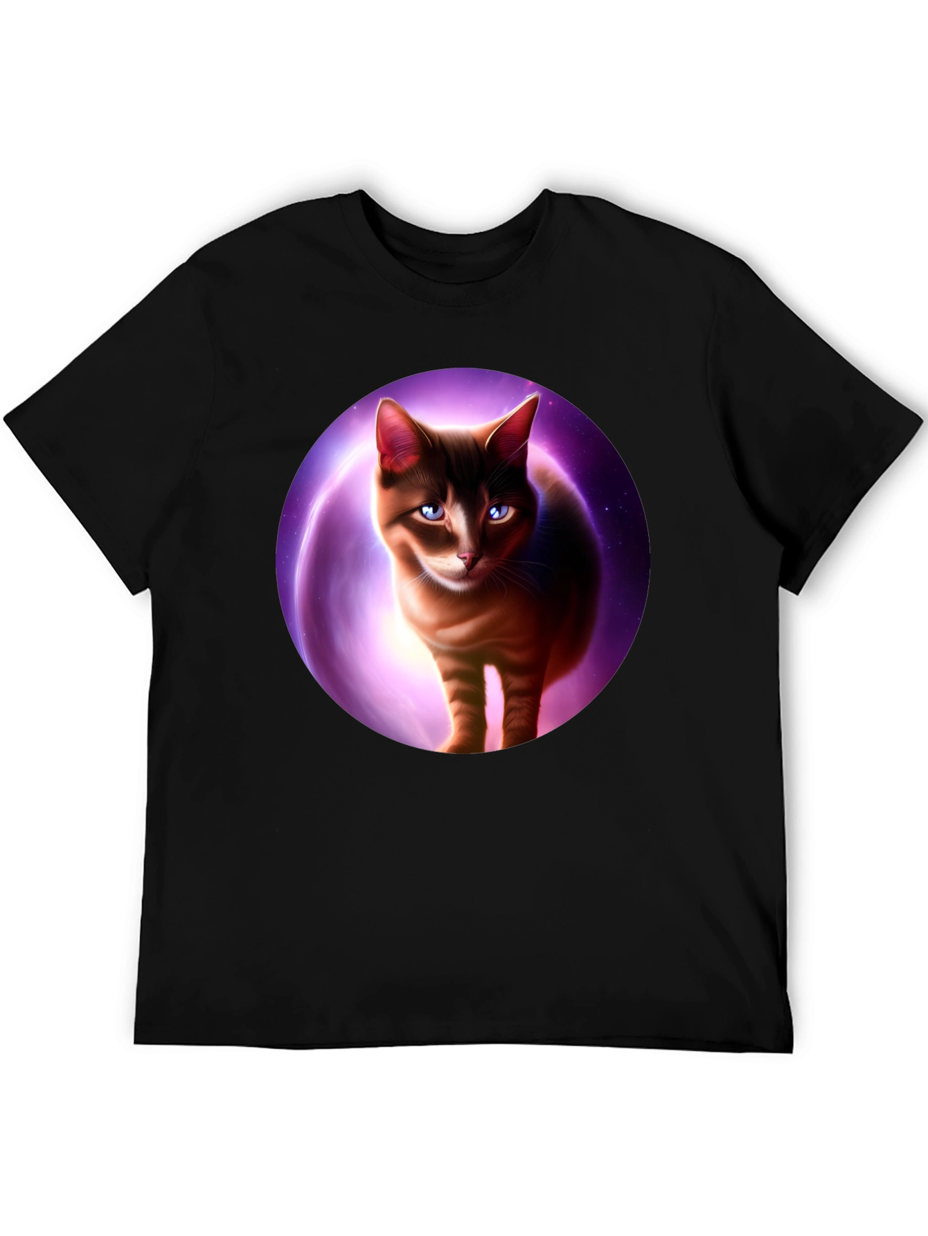 Cosmic Cat Graphic Tee - Black T-Shirt