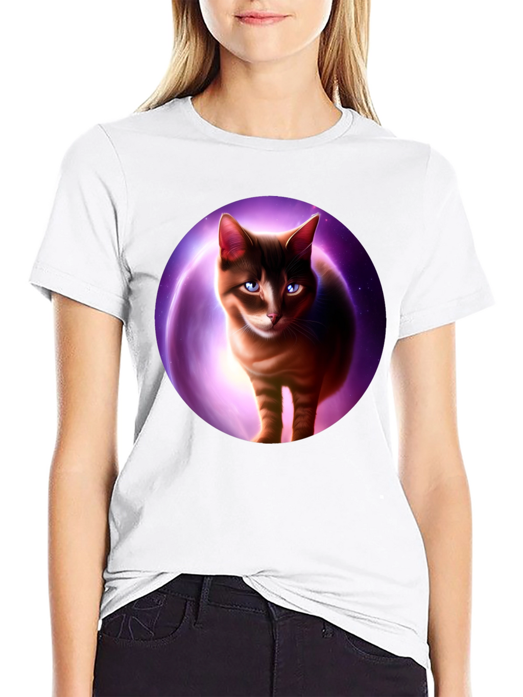 Cosmic Cat Graphic Tee - Black T-Shirt