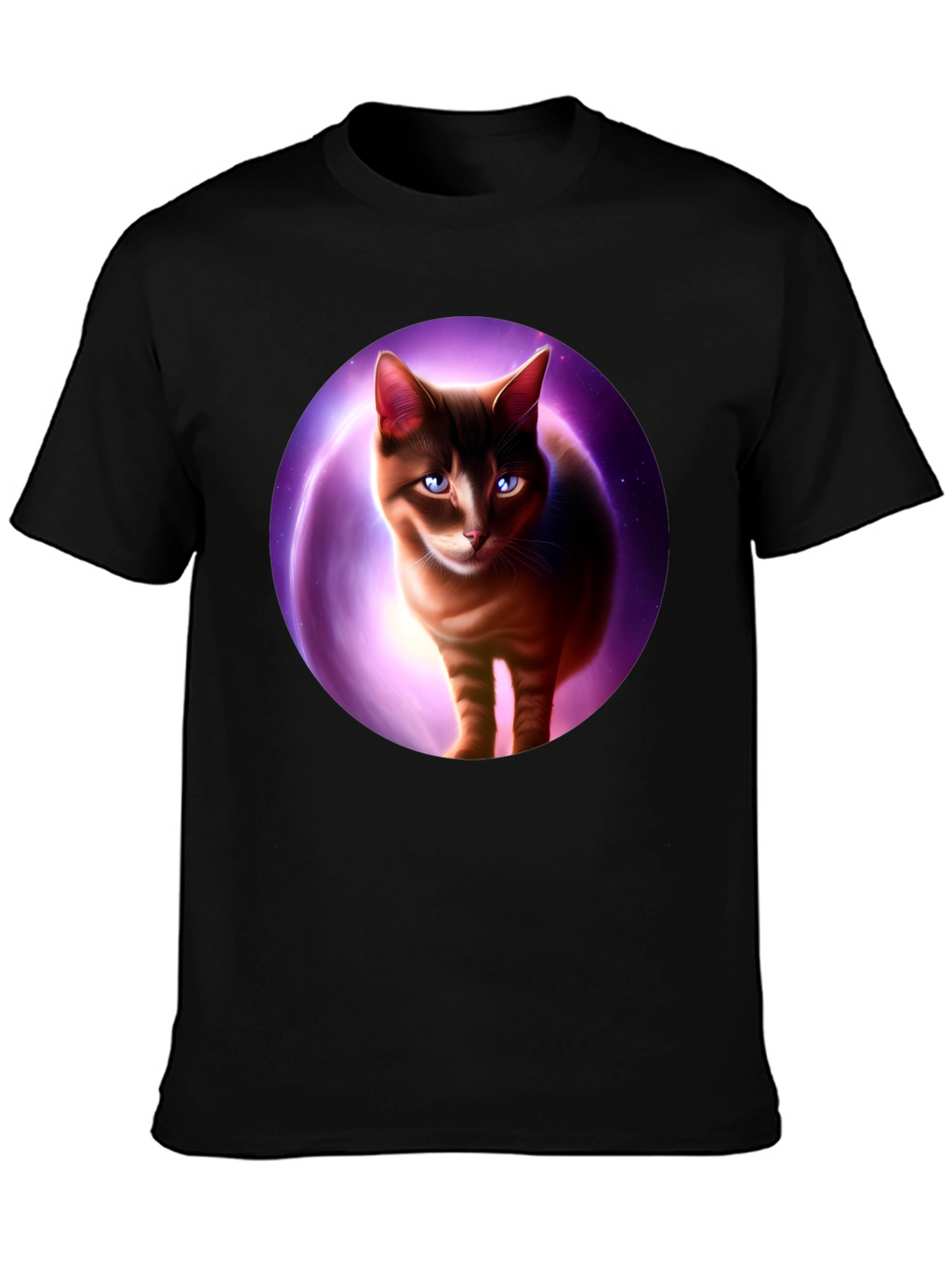 Cosmic Cat Graphic Tee - Black T-Shirt