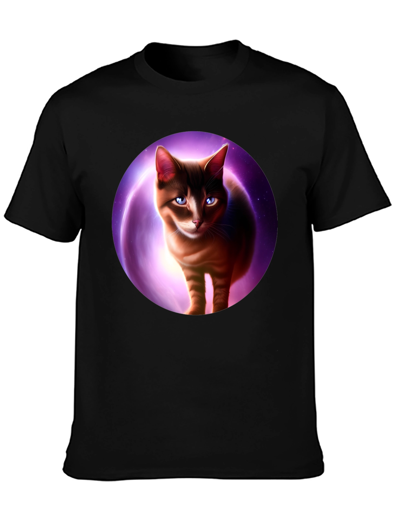 Cosmic Cat Graphic Tee - Black T-Shirt