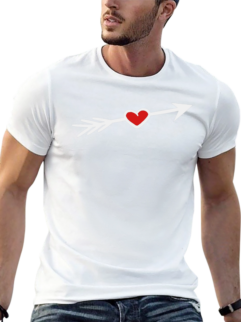 Heart Arrow Graphic Tee - Black Cotton T-Shirt