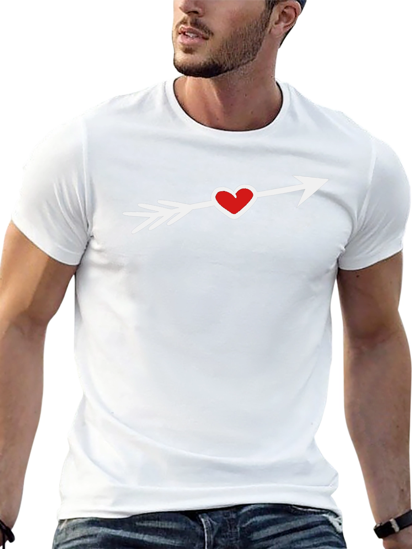 Heart Arrow Graphic Tee - Black Cotton T-Shirt
