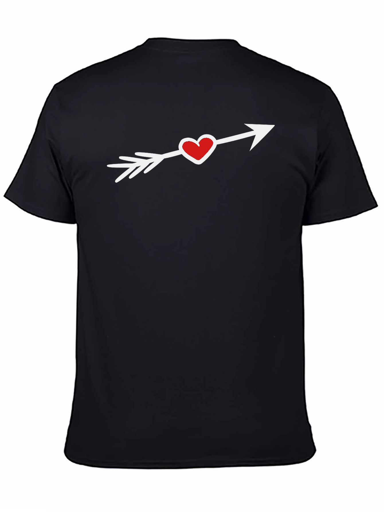 Heart Arrow Graphic Tee - Black Cotton T-Shirt