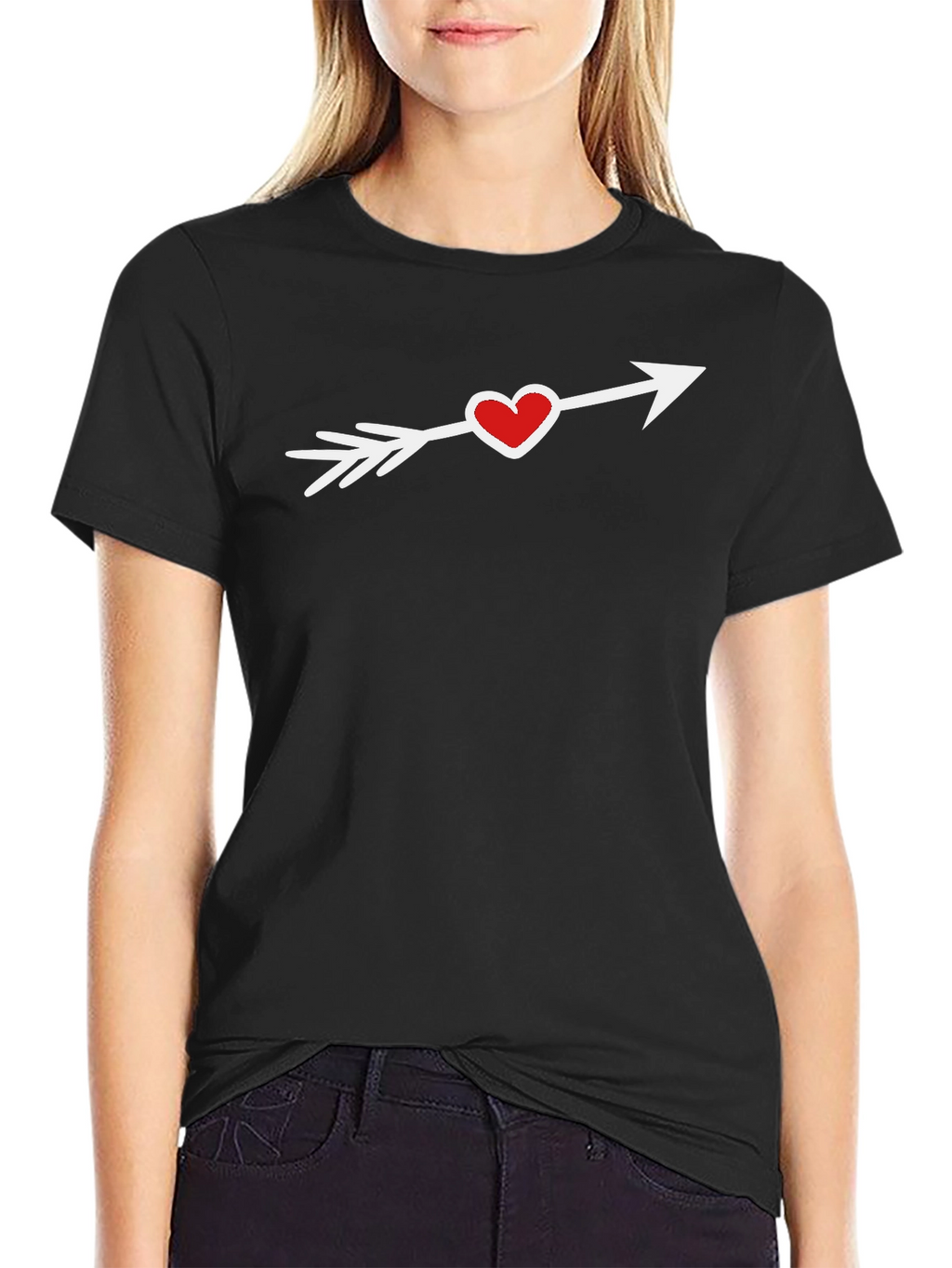 Heart Arrow Graphic Tee - Black Cotton T-Shirt