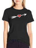 Heart Arrow Graphic Tee - Black Cotton T-Shirt