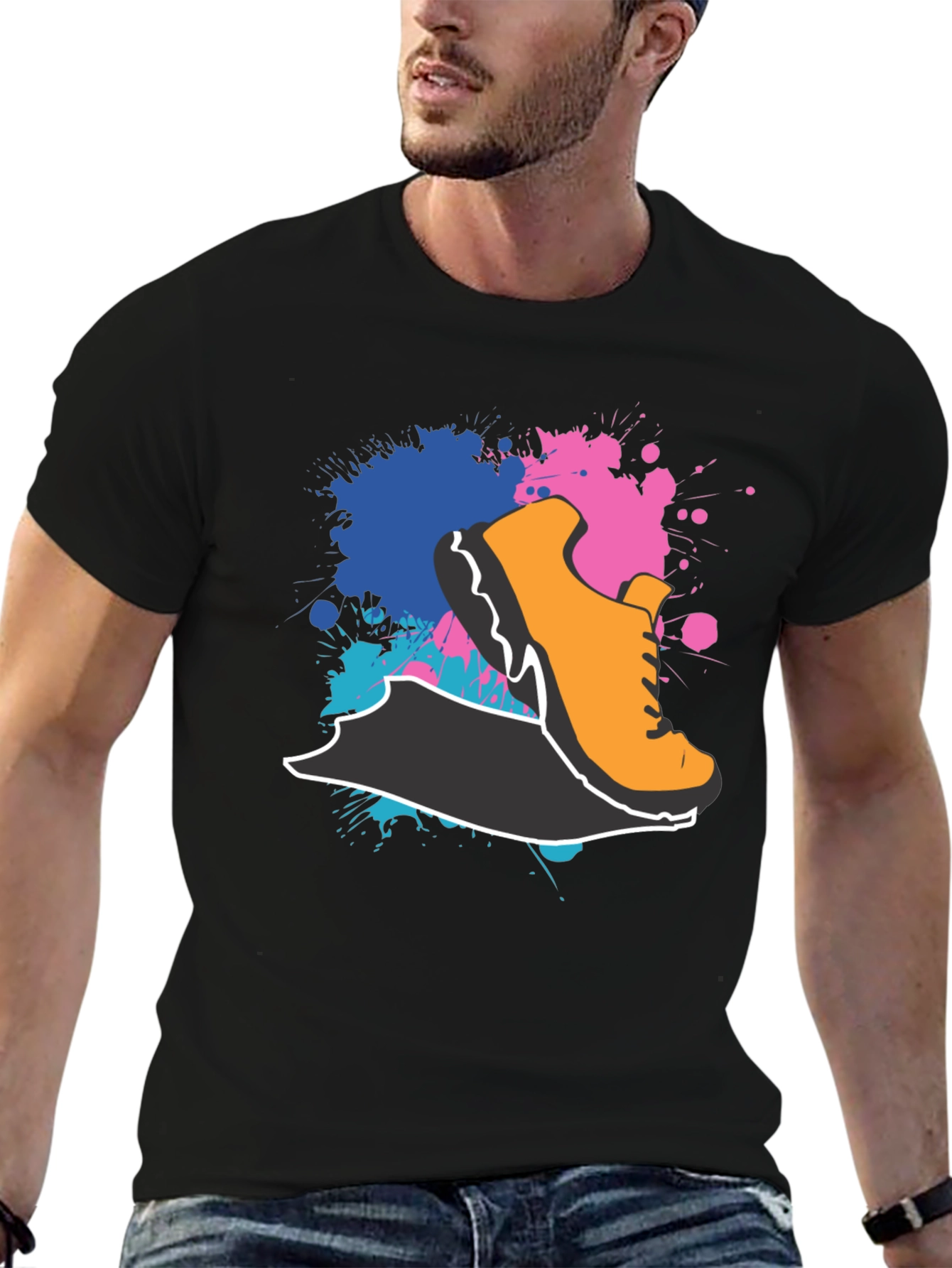 Abstract Shoe Graphic Black T-Shirt