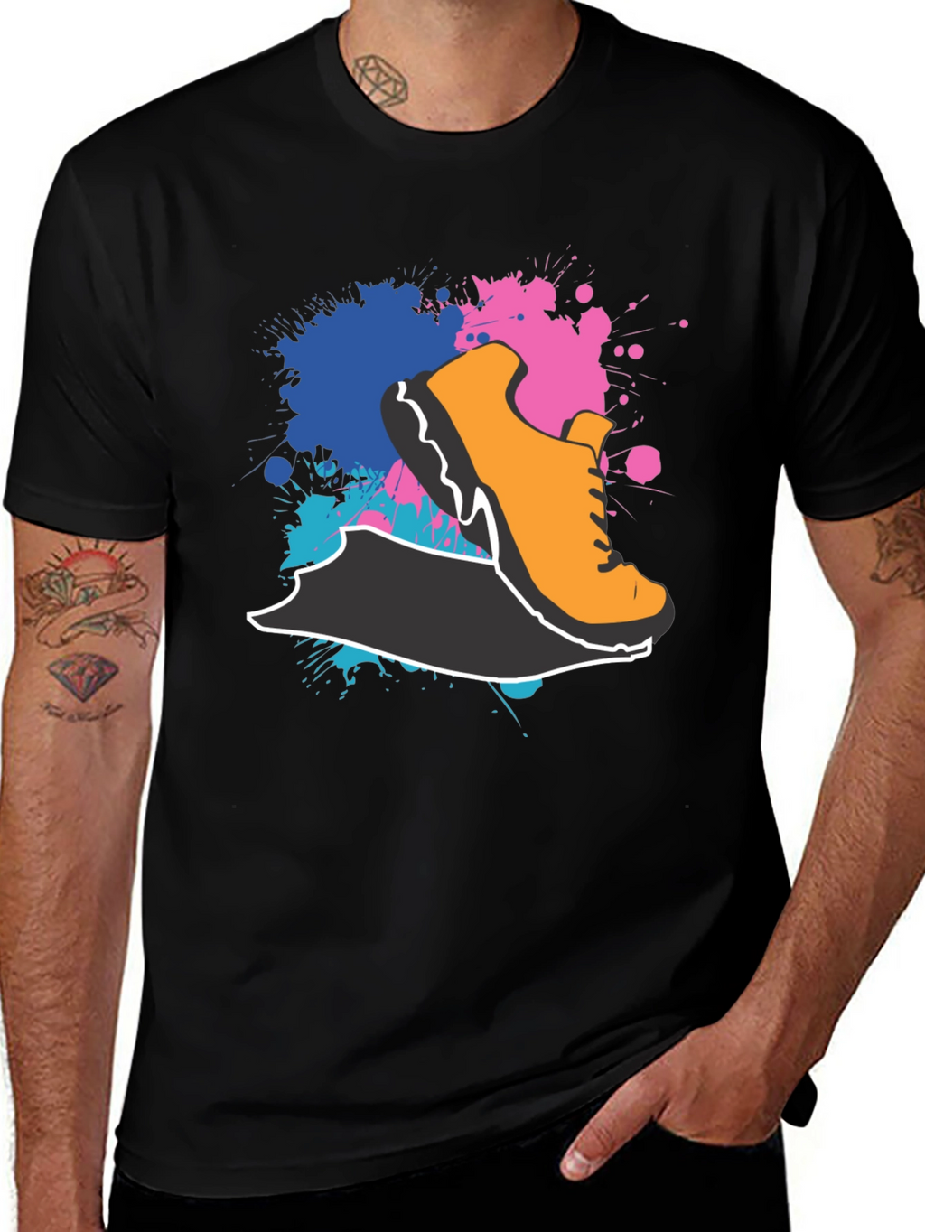 Abstract Shoe Graphic Black T-Shirt
