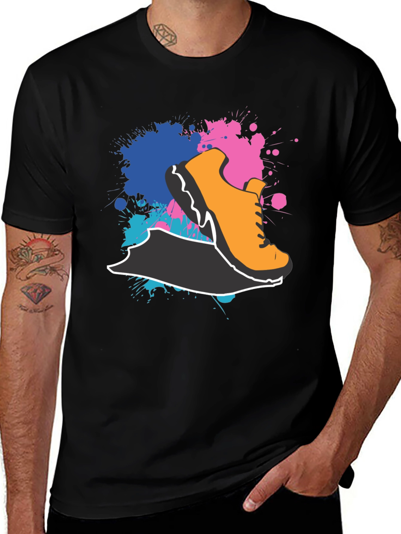 Abstract Shoe Graphic Black T-Shirt