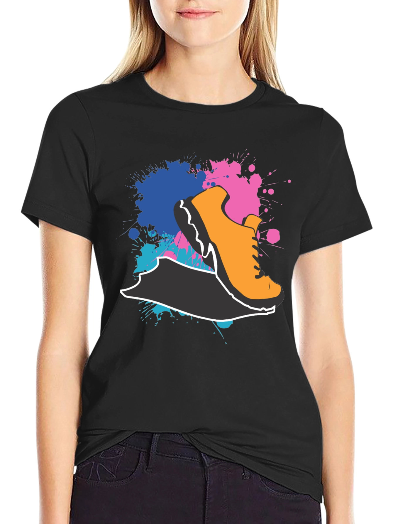 Abstract Shoe Graphic Black T-Shirt